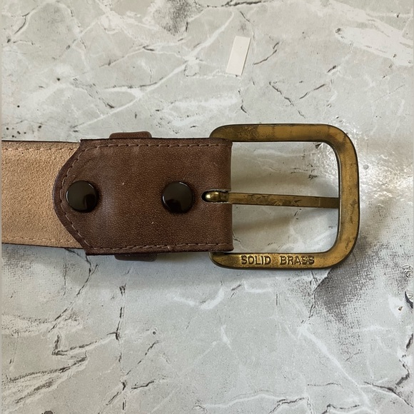 Classic Buxton Antique Maten Cowhide On Cowhide Split Size 38 Solid Brass Buckle - Picture 3 of 7